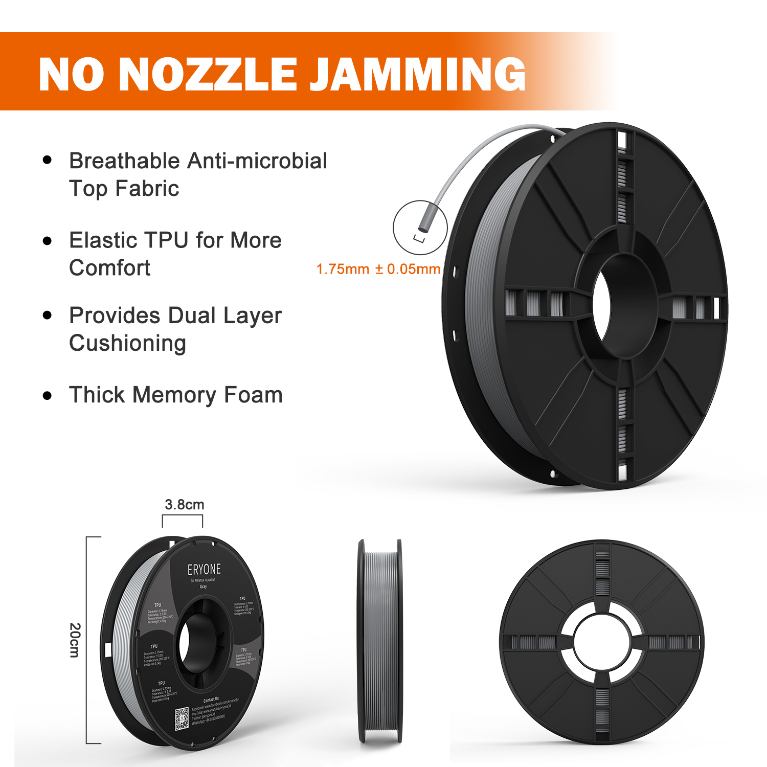 Filamento TPU Flexible Eryone  - 3D Printing Nylon reseña y precio